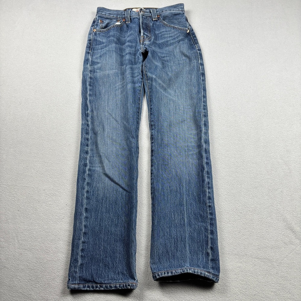 Levis 501 Original Straight Leg Button Fly Blue Denim Jeans Womens 27x32 Classic